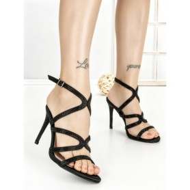 Sandale Dama cu Toc Subtire XG-02 BLACK | STEPHAN