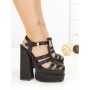 Sandale Dama cu Toc Gros si Platforma P-1287 BLACK | STEPHAN
