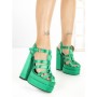 Sandale Dama cu Toc Gros si Platforma P-1287 GREEN | STEPHAN