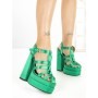 Sandale Dama cu Toc Gros si Platforma P-1287 GREEN | STEPHAN
