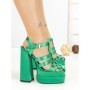 Sandale Dama cu Toc Gros si Platforma P-1287 GREEN | STEPHAN
