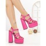 Sandale Dama cu Toc Gros si Platforma P-1287 FUCHSIA | STEPHAN