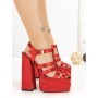 Sandale Dama cu Toc Gros si Platforma P-1287 RED | STEPHAN