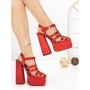 Sandale Dama cu Toc Gros si Platforma P-1287 RED | STEPHAN