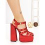 Sandale Dama cu Toc Gros si Platforma P-1287 RED | STEPHAN
