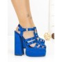 Sandale Dama cu Toc Gros si Platforma P-1287 BLUE | STEPHAN