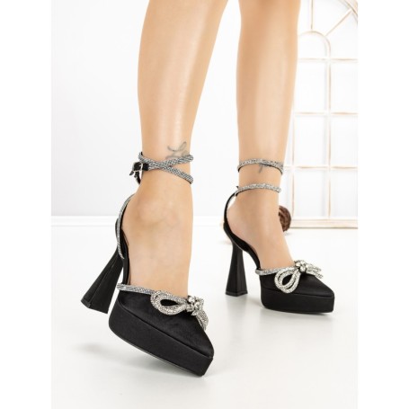 Pantofi cu Toc Gros si Platforma P-1308 BLACK | STEPHAN