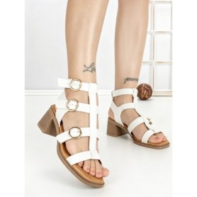 Sandale Dama cu Toc Gros FD-68 WHITE | STEPHAN
