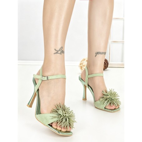 Sandale Dama cu Toc Subtire P-1345 GREEN | STEPHAN