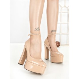 Pantofi cu Toc Gros si Platforma C-240 BEIGE | STEPHAN