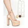 Pantofi cu Toc Gros si Platforma C-240 BEIGE | STEPHAN
