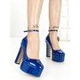 Pantofi cu Toc Gros si Platforma C-240 BLUE | STEPHAN