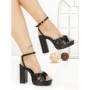 Sandale Dama cu Toc Gros si Platforma QQ-113 BLACK | STEPHAN