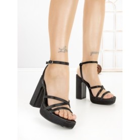 Sandale Dama cu Toc Gros si Platforma QQ-112 BLACK | STEPHAN
