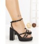 Sandale Dama cu Toc Gros si Platforma QQ-112 BLACK | STEPHAN