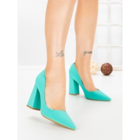 Pantofi cu Toc Gros G60-10 GREEN | FESTISIMO