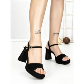 Sandale Dama cu Toc Gros si Platforma GH2477 BLACK | FESTISIMO