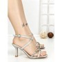 Sandale Dama cu Toc Subtire Y328-62 SILVER | FESTISIMO