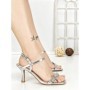Sandale Dama cu Toc Subtire Y328-63 SILVER | FESTISIMO