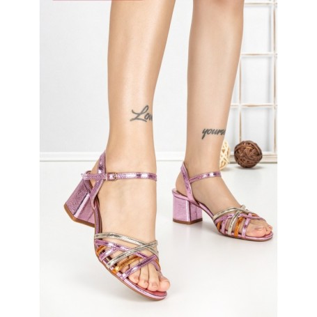 Sandale Dama cu Toc Gros 11-2 PINK | STEPHAN