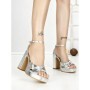 Sandale Dama cu Toc Gros si Platforma QQ-113 SILVER | STEPHAN