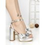 Sandale Dama cu Toc Gros si Platforma QQ-113 SILVER | STEPHAN