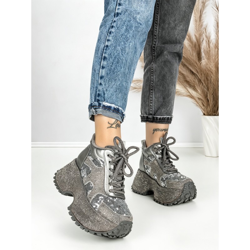 Ghete Dama cu Platforma 8580-2 GREY | MEI