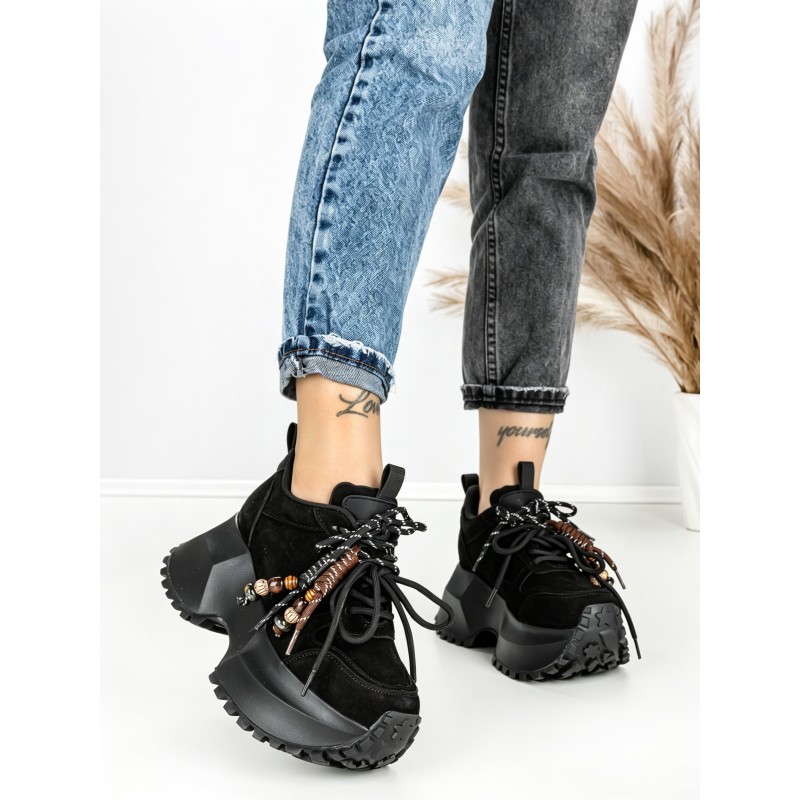Pantofi Sport Dama cu Platforma 6581-1 BLACK | MEI