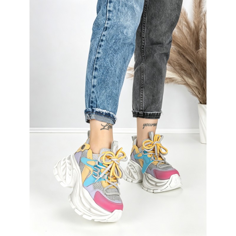 Pantofi Sport Dama cu Platforma 3605-7 COLORFUL | MEI