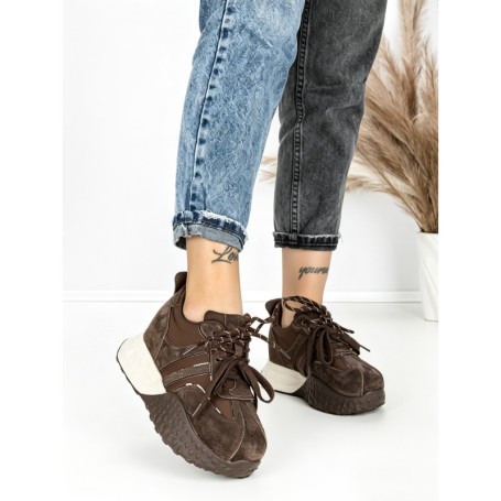Pantofi Sport Dama cu Platforma 3A1-1 DARK BROWN | MEI