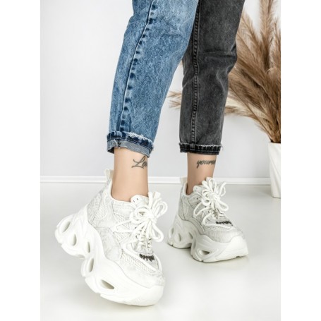 Pantofi Sport Dama cu Platforma 3606-1 WHITE | MEI