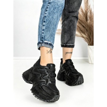 Pantofi Sport Dama cu Platforma 6580-2 BLACK | MEI