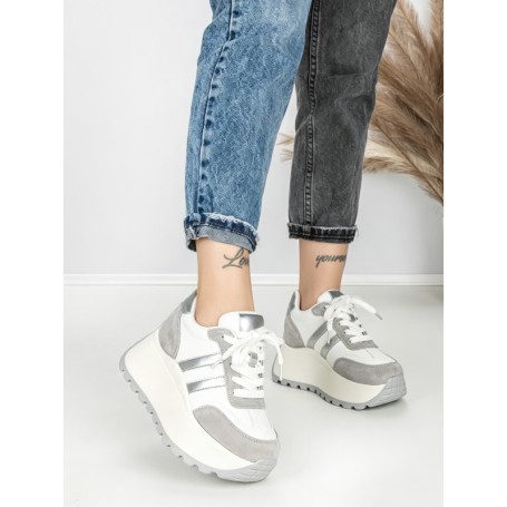 Pantofi Sport Dama cu Platforma 3596 SILVER | MEI