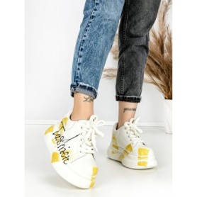 Pantofi Sport Dama din piele naturala 719-3 YELLOW | PANTOFUL