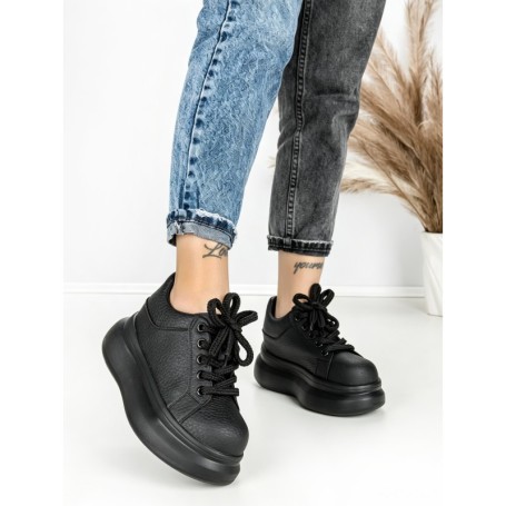 Pantofi Sport Dama din piele naturala 719-1 BLACK | PANTOFUL