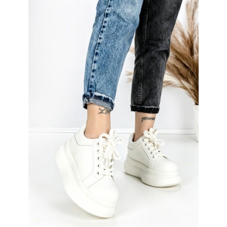 Pantofi Sport Dama din piele naturala 719-1 WHITE | PANTOFUL