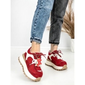 Pantofi Sport Dama din piele naturala 3651-3 RED | PANTOFUL