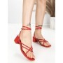 Sandale Dama cu Toc Gros LOLA5237 RED | GIVANA