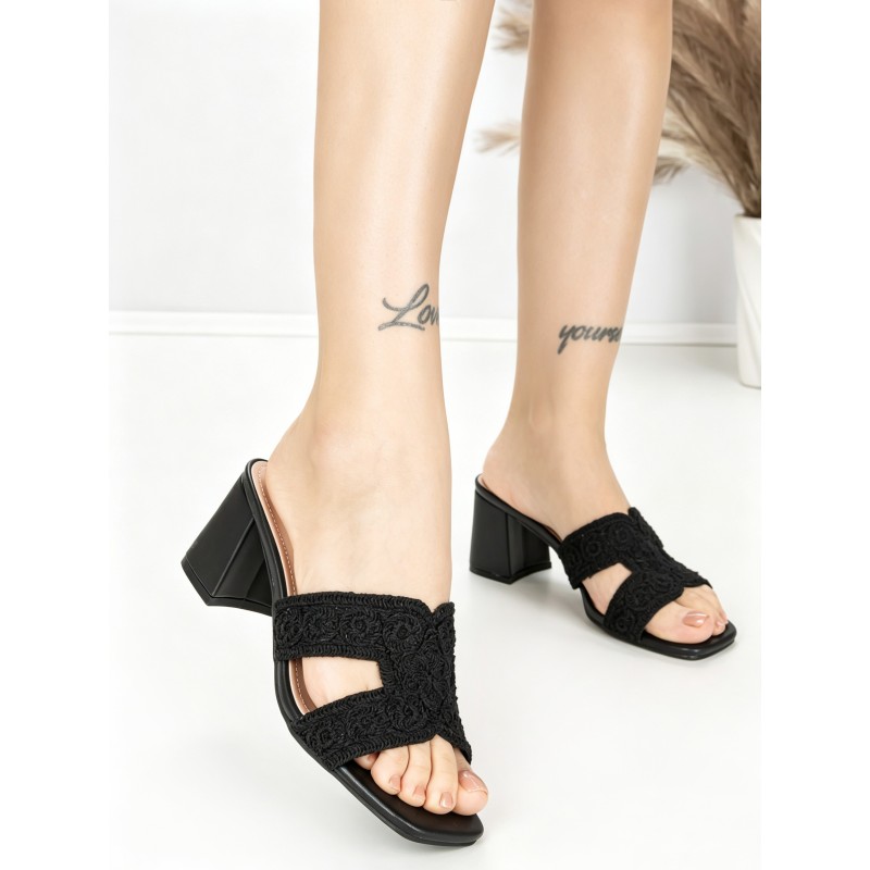 Papuci Dama cu Toc 55-A54 BLACK | GIVANA