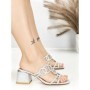 Sandale Dama cu Toc Gros QQ-169 SILVER | STEPHAN