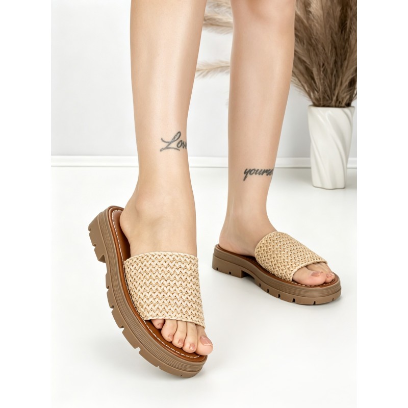 Papuci Dama cu Talpa Joasa TH-12 BEIGE | STEPHAN
