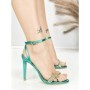 Sandale Dama cu Toc Subtire P-1315 GREEN | STEPHAN