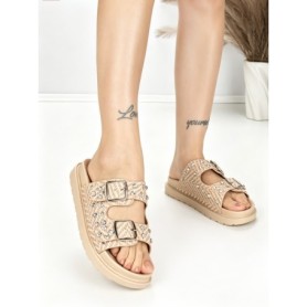 Papuci Dama cu Talpa Joasa BE-109 BEIGE | BEUE SHOES