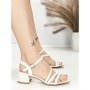 Sandale Dama cu Toc Gros BE-6009 WHITE | BEUE SHOES