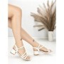 Sandale Dama cu Toc Gros BE-6009 WHITE | BEUE SHOES