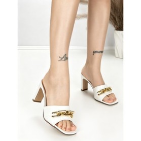 Papuci Dama cu Toc BE-9033 WHITE | BEUE SHOES