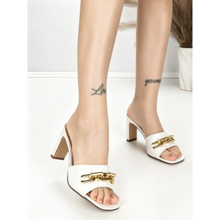 Papuci Dama cu Toc BE-9033 WHITE | BEUE SHOES