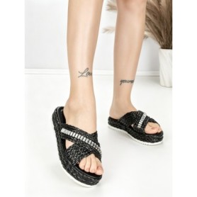 Papuci Dama cu Talpa Joasa BE-6077 BLACK | BEUE SHOES