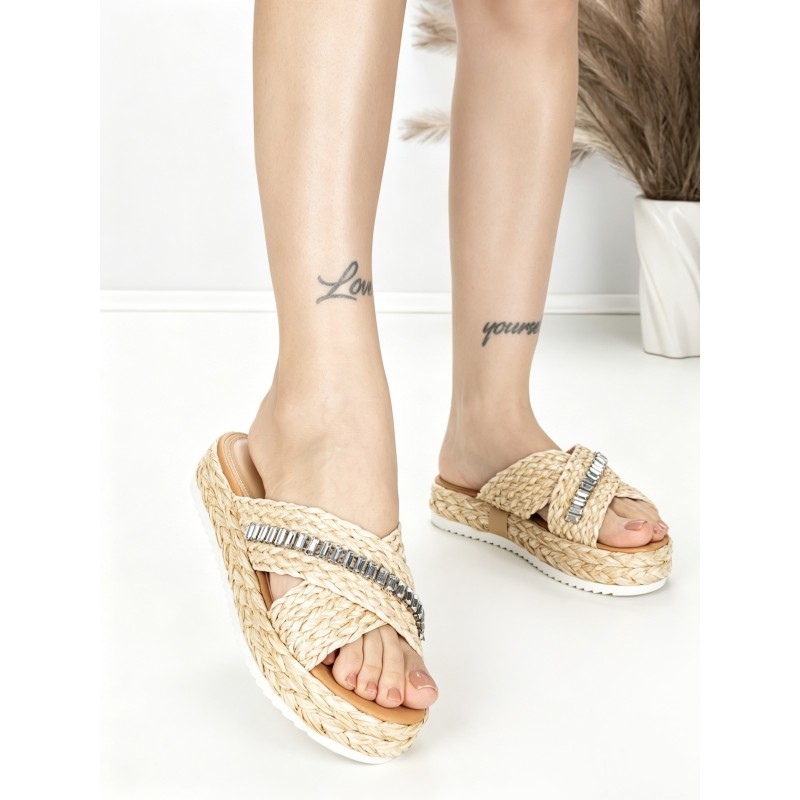 Papuci Dama cu Talpa Joasa BE-6077 BEIGE | BEUE SHOES