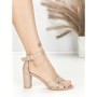 Sandale Dama cu Toc Gros BE-6055 CHAMPAGNE | BEUE SHOES
